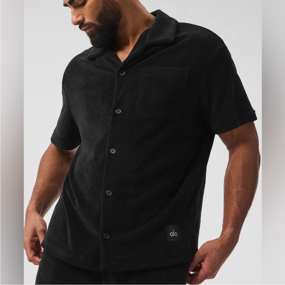 ALO Coastal Terry Button Up Black XL NEW